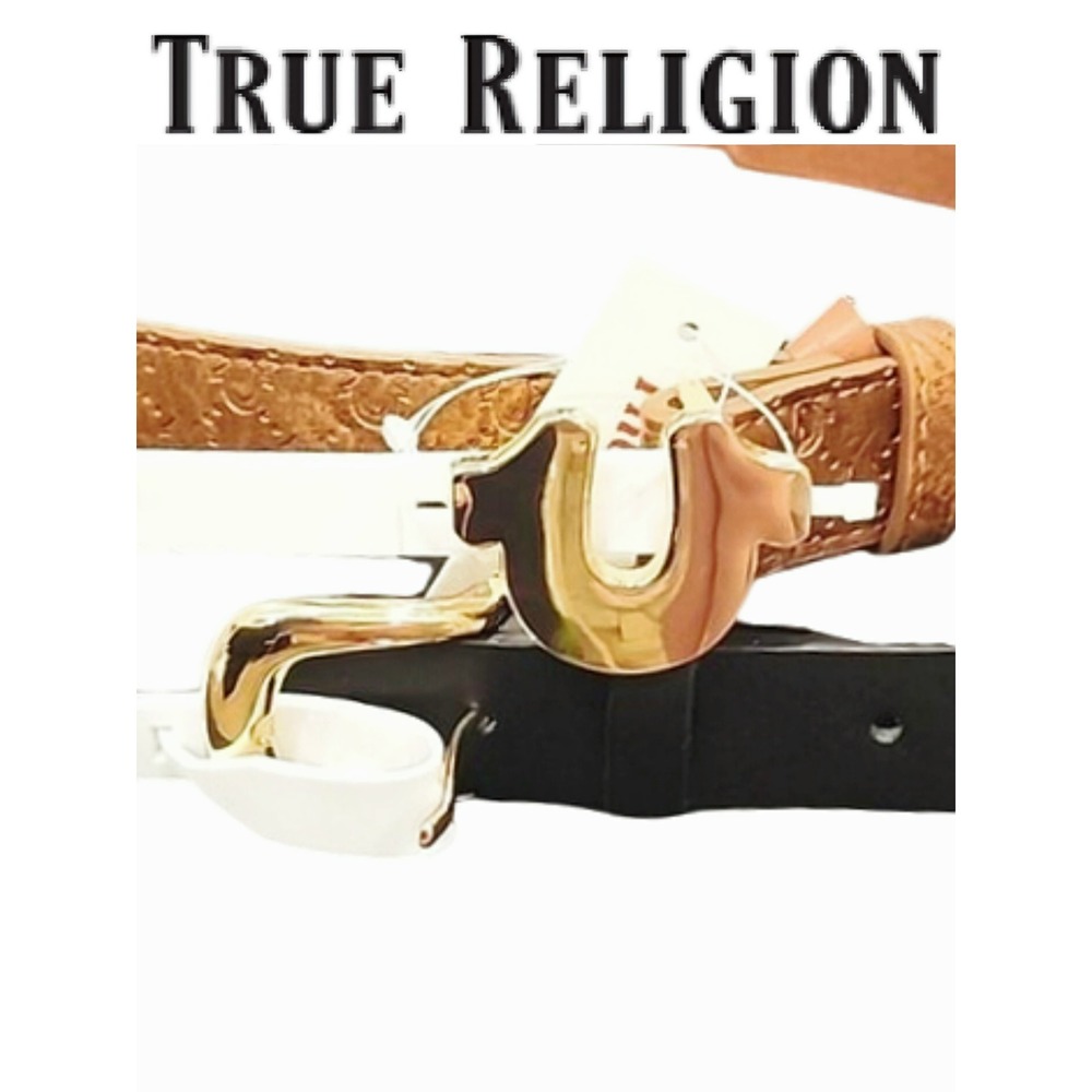 True‎ Religion Horseshoe Embossed Logo & Buckle 2PK Belt